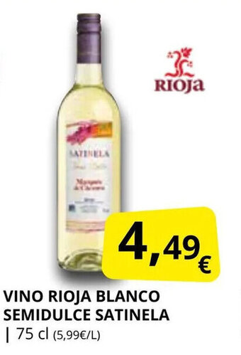 Supermercados MAS Vino rioja blanco semidulce satinela oferta