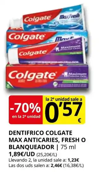 Supermercados MAS Dentifrico colgate max anticaries, fresh o blanqueador oferta