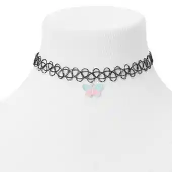 Claire's Glow in the dark pastel butterfly tattoo choker necklace oferta