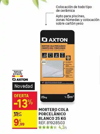 Leroy Merlin Mortero cola porcelánico blanco 25 kg axton oferta