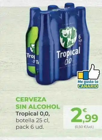 SPAR Gran Canaria Cerveza sin alcohol tropical 0.0 botella pack 6 oferta