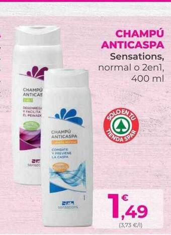 SPAR Gran Canaria Champú anticaspa sensations normal o 2en1 oferta