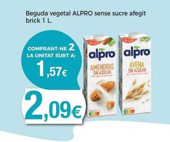 Supermercats Jespac Beguda vegetal alpro sense sucre afegit oferta