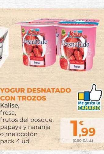 SPAR Gran Canaria Yogur desnatado con trozos kalise oferta