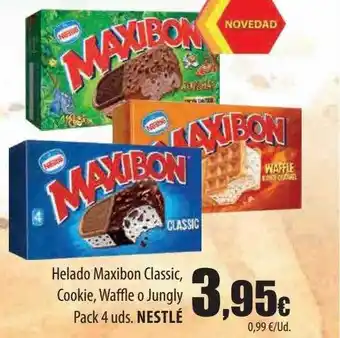 Spar Tenerife Helado maxibon classic cookie waffle o jungly pack 4 uds. nestlé oferta