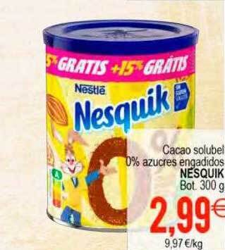Cacao solubel 0% azucres engadidos nesquik