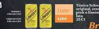 SPAR Tónica schweppes original zero pink o limón oferta