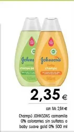 Cash Ifa Champú johnsons camomila 0% colorantes sin sultatos o baby suave gold 0% oferta