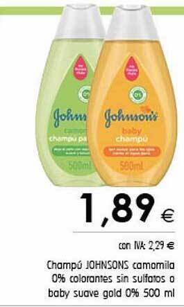 Cash Ifa Champú johnsons camomila 0% colorantes sin sulfatos o baby suave gold 0% oferta