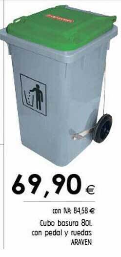Cash Ifa Cubo basura con pedal y ruedas araven oferta