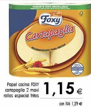Cash Ifa Papel cocina foxy cartapaglia 2 maxi rollos especial fritos oferta