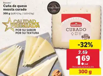 Lidl Cuña de queso mezcla curado 300g oferta