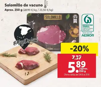Lidl Solomillo de vacuno 250g oferta