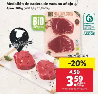 Lidl Medallòn de cadera de vacuno añojo 300g oferta