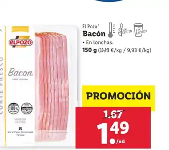 Lidl El Pozo Bacòn 150g oferta