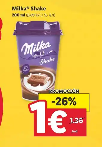 Lidl Milka shake 200ml oferta