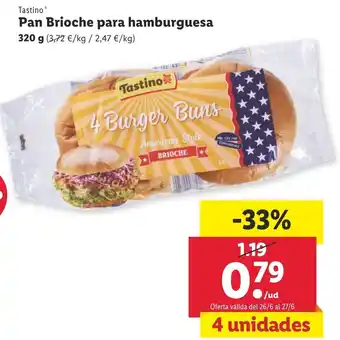 Lidl Tastino Pan Brioche para hamburguesa 320g oferta
