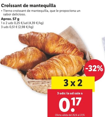 Lidl Croissant de mantequilla 57g oferta