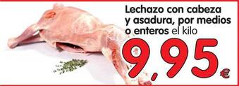 Alimerka Lechazo con cabeza y asadura, por medios o enteros oferta