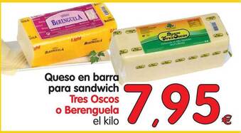 Alimerka Queso en barra para sandwich Tres Oscos o Berenguela oferta
