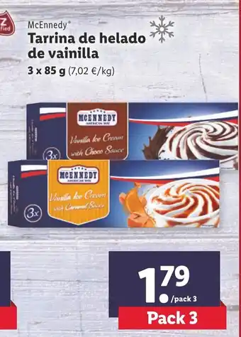 Lidl McEnnedy Tarrina de helado de vainilla 3x85g oferta