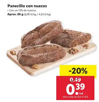 Lidl Panecillo con nueces aprox. 86g oferta