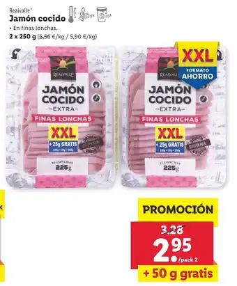 Lidl Realvalle Jamón cocido 2 x 250g oferta