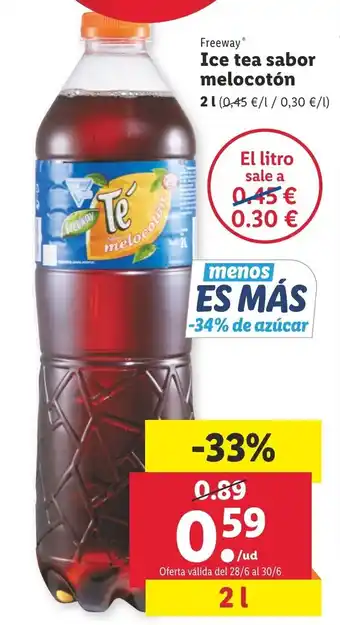 Lidl Freeway Ice Tea sabor melocotón 2L oferta