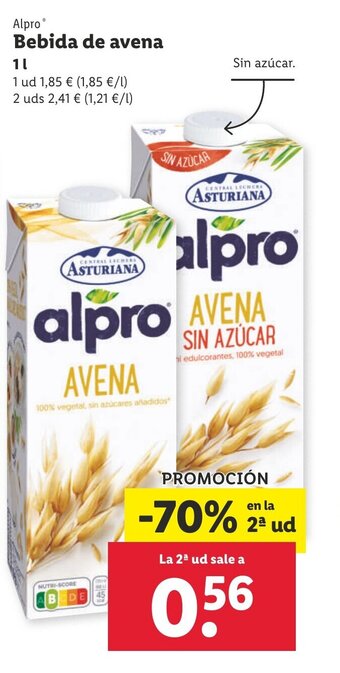 Lidl Alpro Bebida de avena 1L oferta