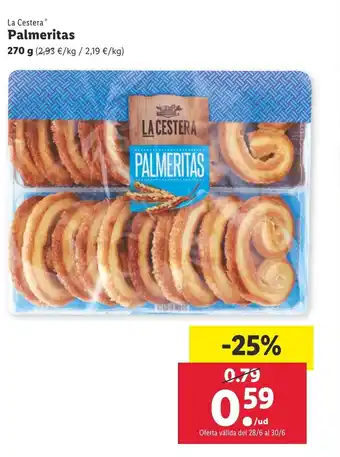 Lidl La Cestera Palmeritas 270g oferta