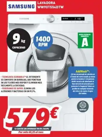 Mi electro Samsung Lavadora WW90T554DTW oferta