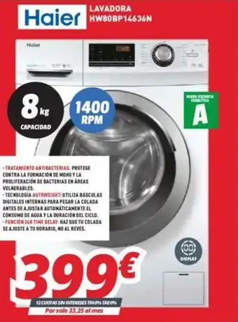 Mi electro Haier Lavadora HW80BP14636N oferta