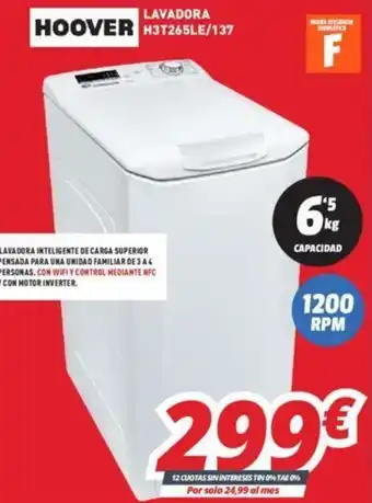 Mi electro Hoover Lavadora H3T265LE/137 oferta
