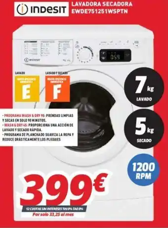 Mi electro Indesit Lavadora Secadora EWDE751251WSPTN oferta