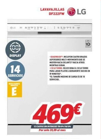 Mi electro LG Lavavajillas DF222FW oferta