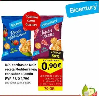 Maskom Supermercados Mini tortitas de maíz receta mediterránea o con sabor a jamón oferta