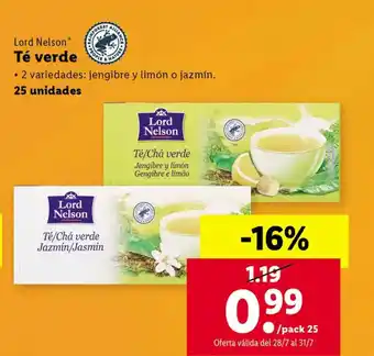 Lidl Lord Nelson Té verde oferta