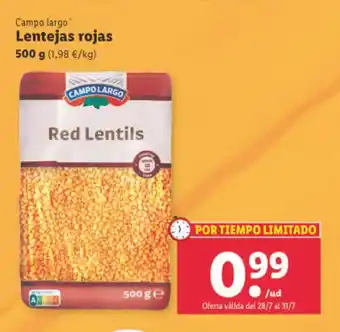 Lidl Campo Lardo Lentejas Rojas oferta