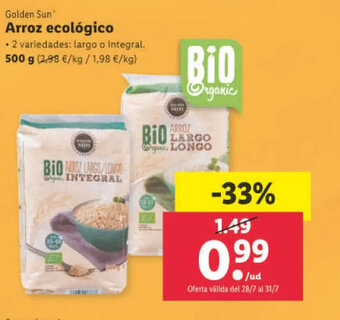 Lidl Arroz Ecológico oferta