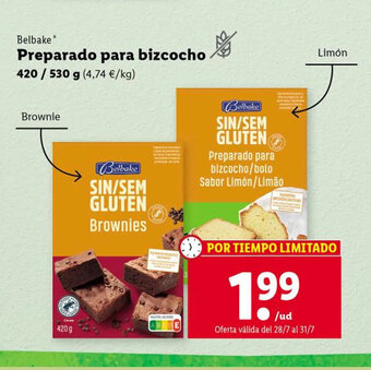 Lidl Preparado Para Bizcocho oferta