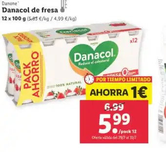 Lidl Danacol de Fresa oferta