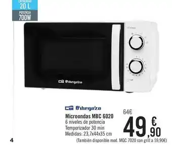Carrefour Orbegozo Microondas MBC 6020 oferta