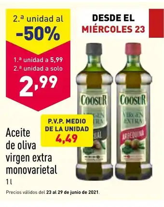 ALDI Aceite de oliva virgen extra monovarietal oferta