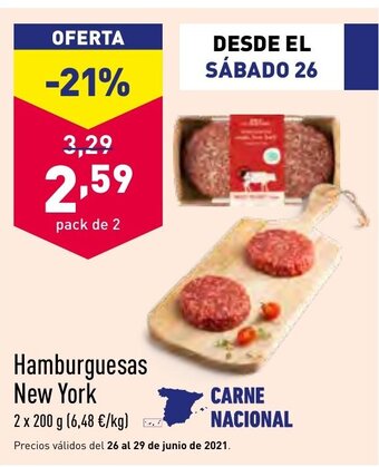 ALDI Hamburguesas New York 2 x 200g oferta