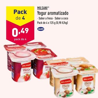 ALDI Milsani Yogur aromatizado 4 x 125g oferta