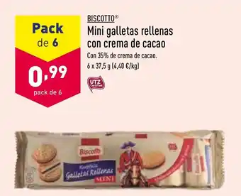 ALDI Biscotto Mini galletas rellenas con crema de cacao oferta