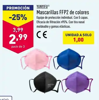 ALDI Yunyifu Mascarillas FFP2 de colores oferta