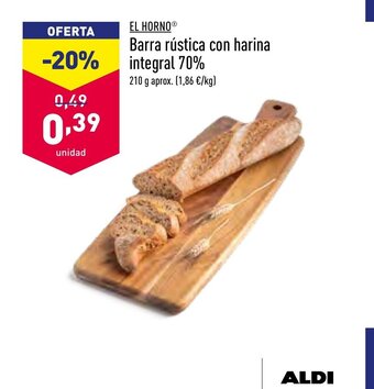 ALDI El horno Barra rústica con harina integral 70% oferta