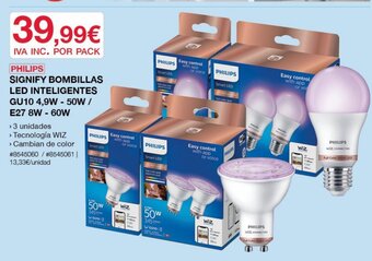 Costco Philips Signify Bombillas Led Inteligentes GU10 4,9W-50W E27 8W-60W oferta