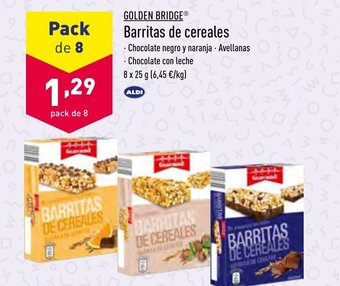 ALDI Golden Bridge Barritas de cereales 8 x 25g oferta